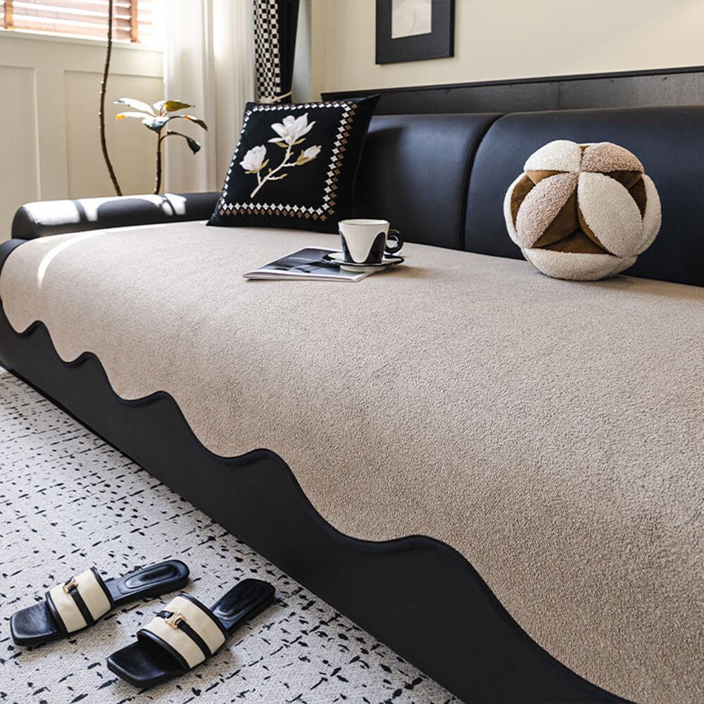 Waterproof Teddy Fleece Non-Slip Straight Sofa Cover