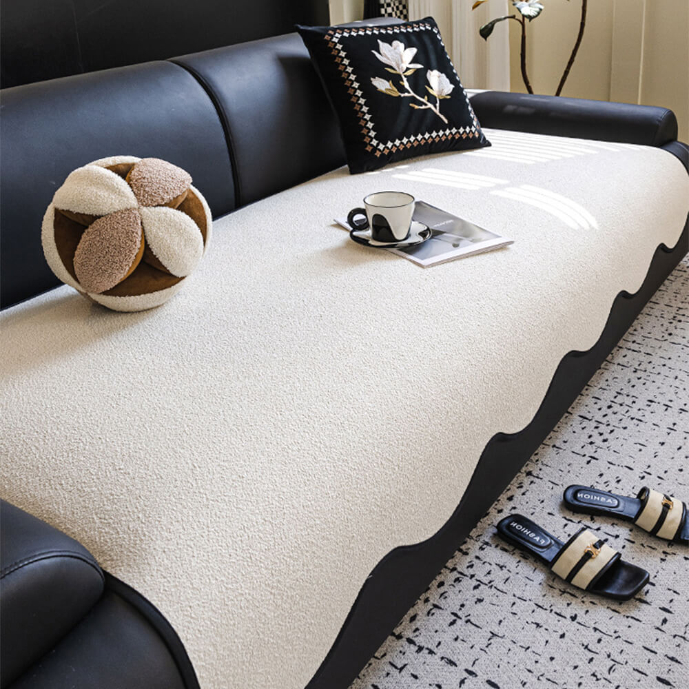 Waterproof Teddy Fleece Non-Slip Straight Sofa Cover