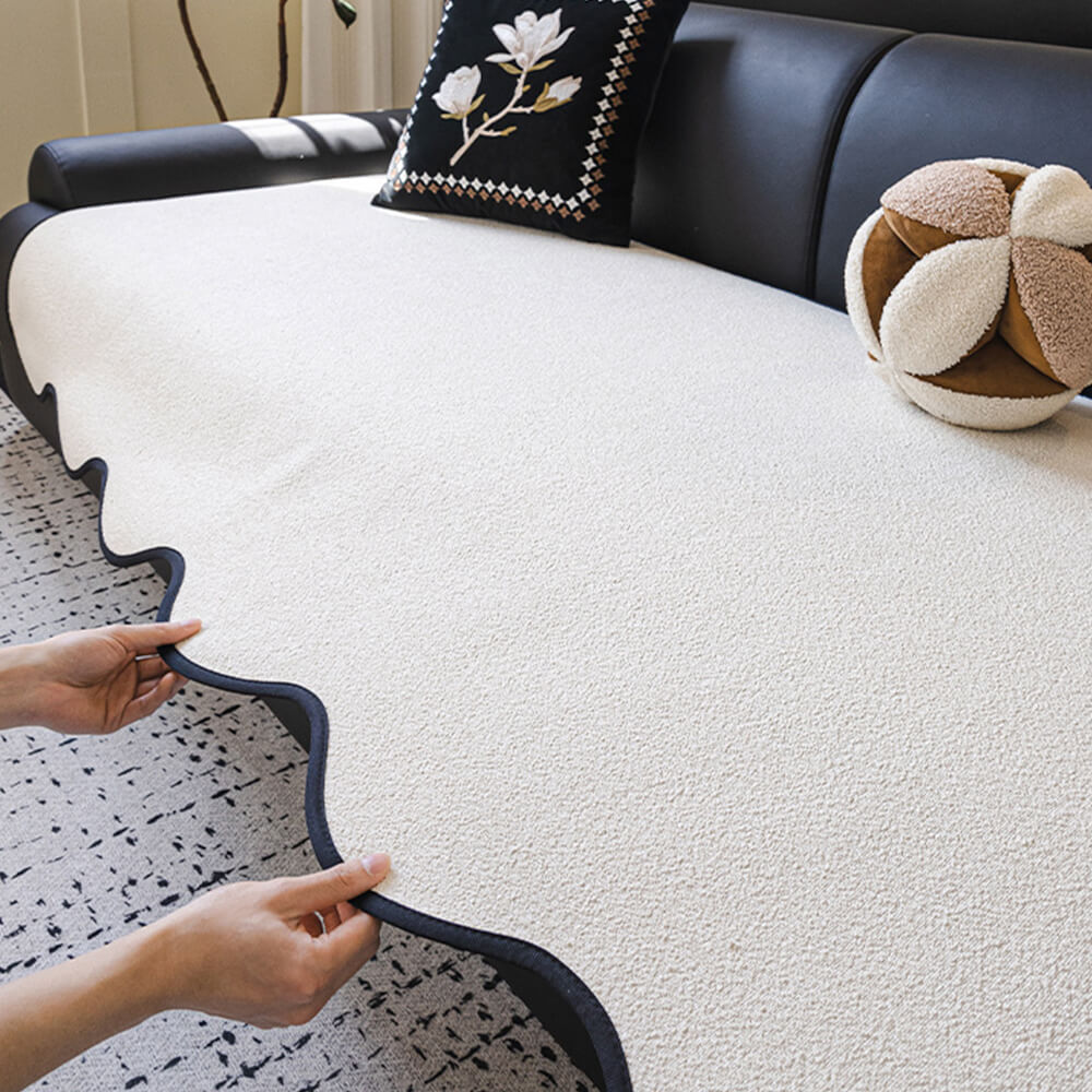 Waterproof Teddy Fleece Non-Slip Straight Sofa Cover