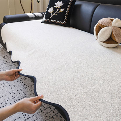 Waterproof Teddy Fleece Non-Slip Straight Sofa Cover