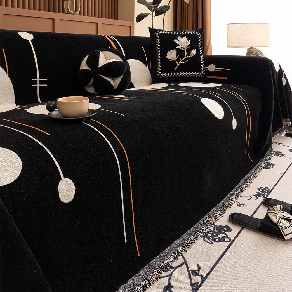 Modern Planet Cup Style Cat-Friendly Chenille Throw Sofa Cover