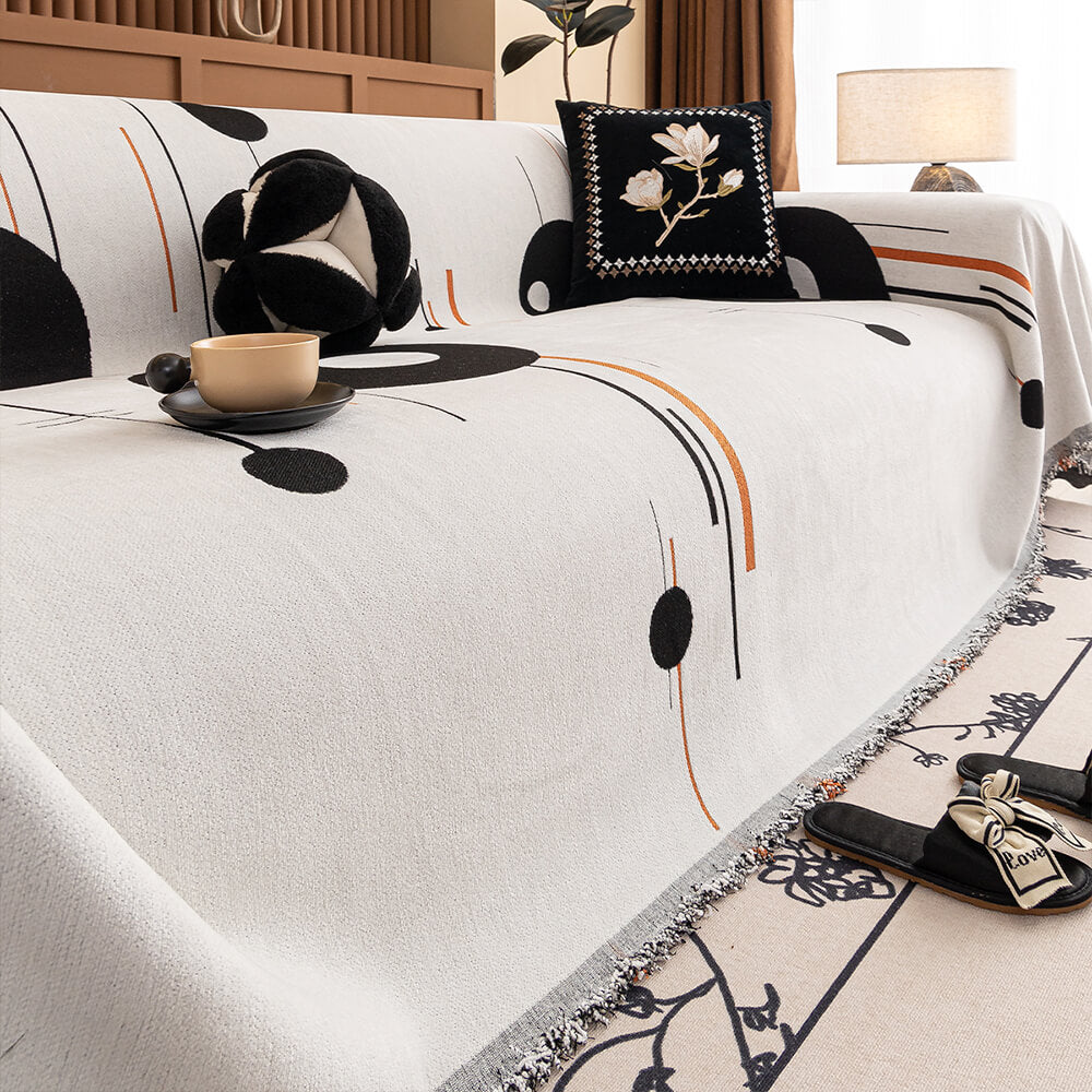 Modern Planet Cup Style Cat-Friendly Chenille Throw Sofa Cover