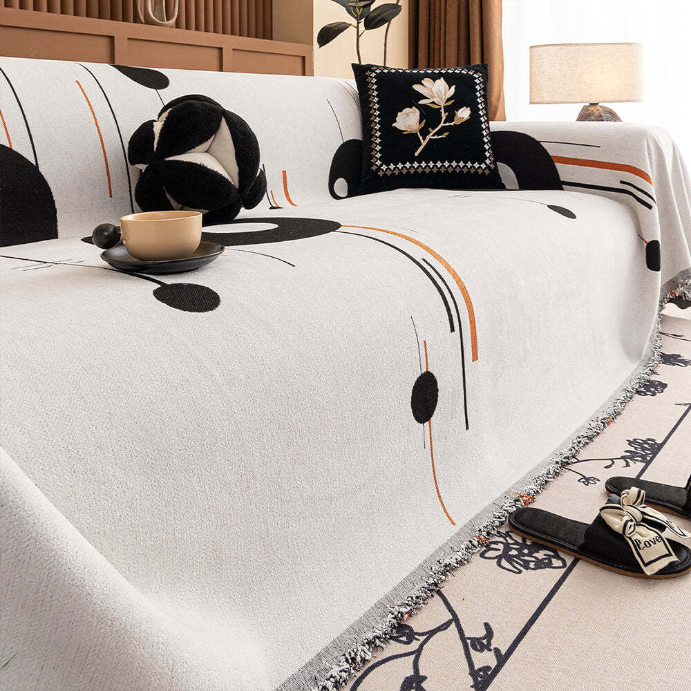 Modern Planet Cup Style Cat-Friendly Chenille Throw Sofa Cover