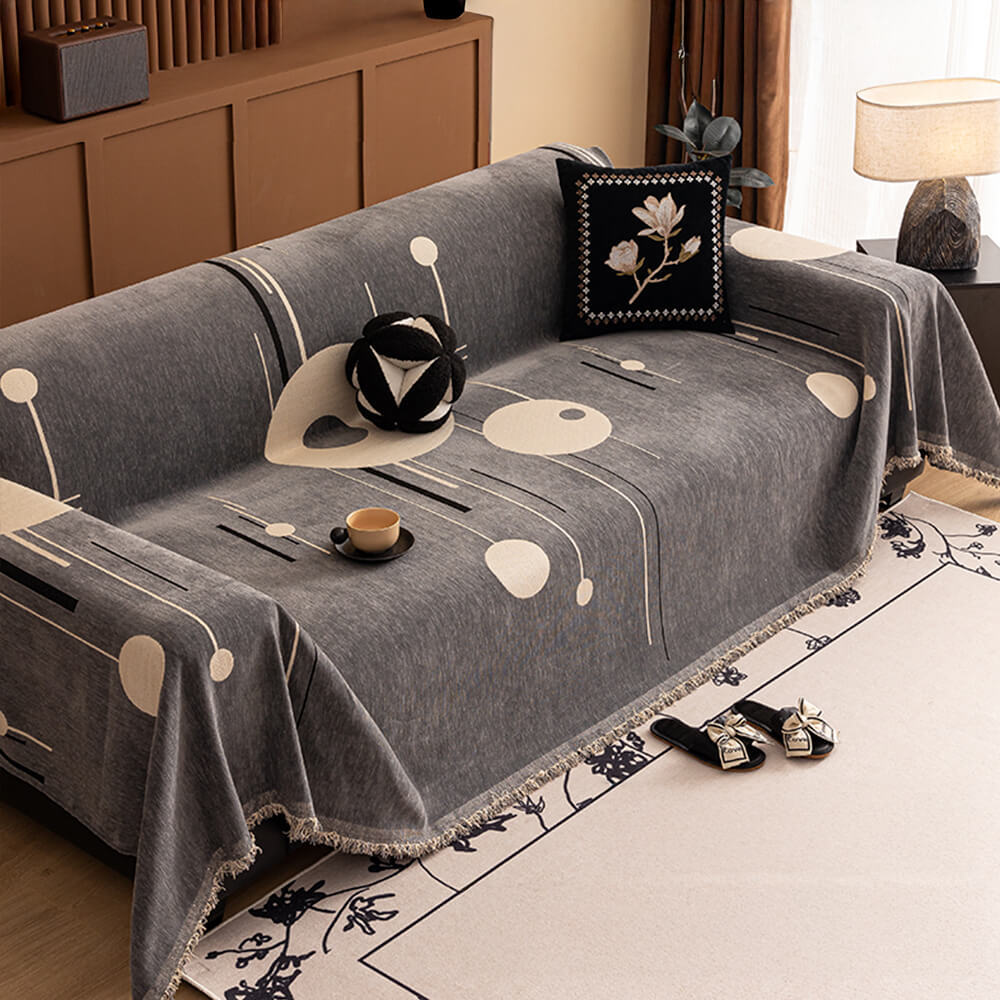 Modern Planet Cup Style Cat-Friendly Chenille Throw Sofa Cover