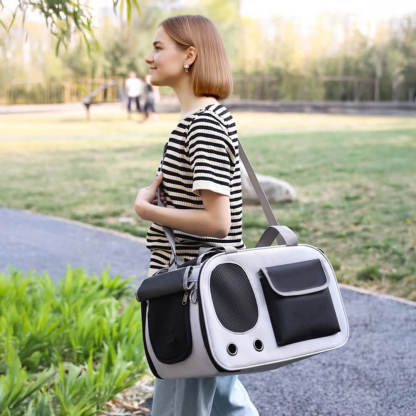 Comfortable Handle and Breathable Side Pocket Cat Carrier Bag