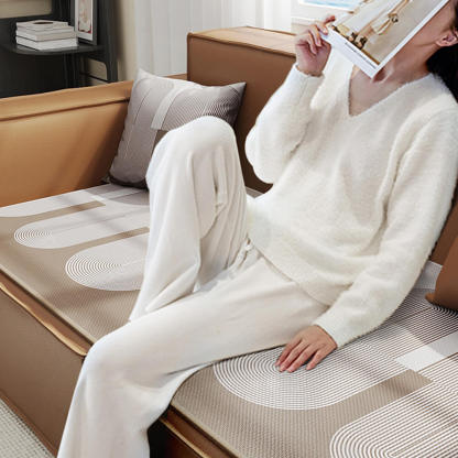 Breathable Geometric Ice Silk Non-Slip and Scratch-Resistant Sofa Cover