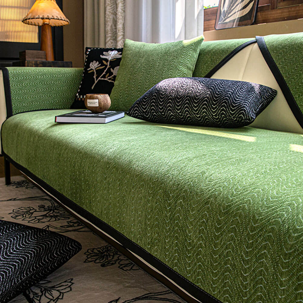 Chenille Anti-Slip Cat-Scratch Resistant Wavy Texture Premium Sofa Cov