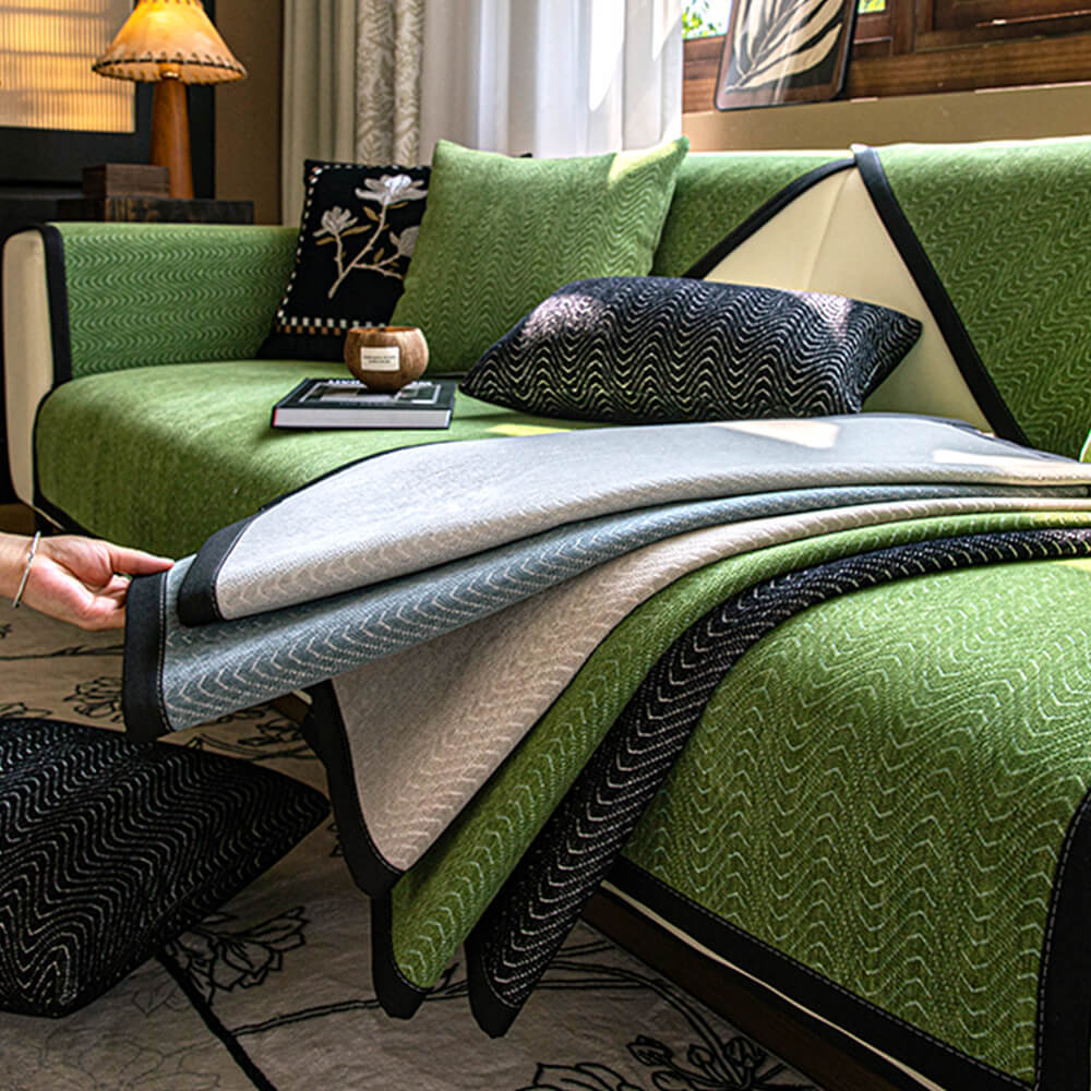 Chenille Anti-Slip Cat-Scratch Resistant Wavy Texture Premium Sofa Cover