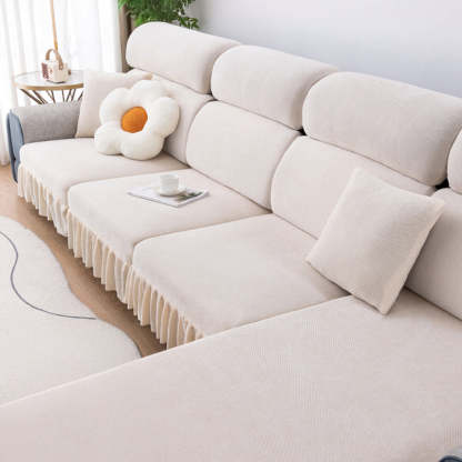 Chenille Jacquard All-Season Ruffled Skirt Elastic Fit Magic Sofa Cover