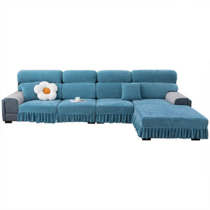 Chenille Jacquard All-Season Ruffled Skirt Elastic Fit Magic Sofa Cover