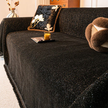 Chenille Starry Glitter Design with Fringe Trim Throw Sofa Cover