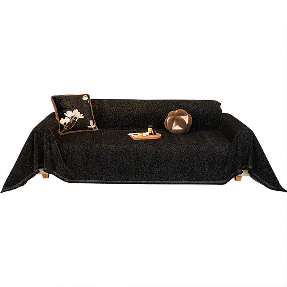 Chenille Starry Glitter Design with Fringe Trim Throw Sofa Cover