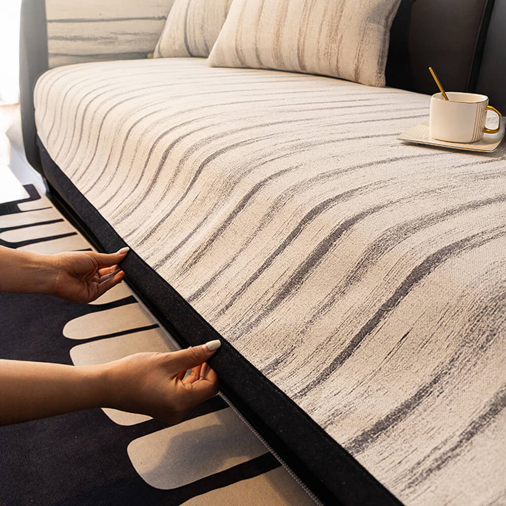 Chenille Textured Pattern Anti-Slip Scratch-Resistant Sofa Cover