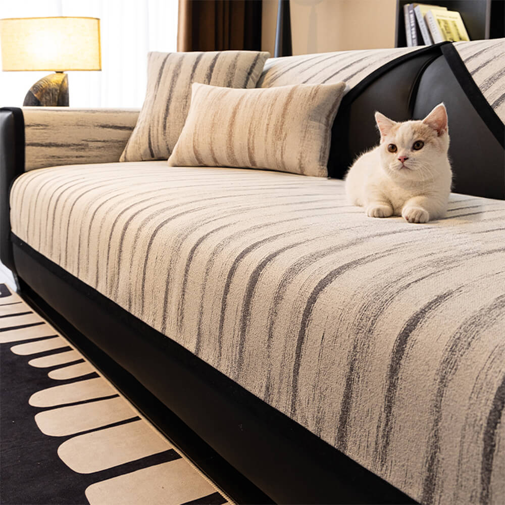 Chenille Textured Pattern Anti-Slip Scratch-Resistant Sofa Cover