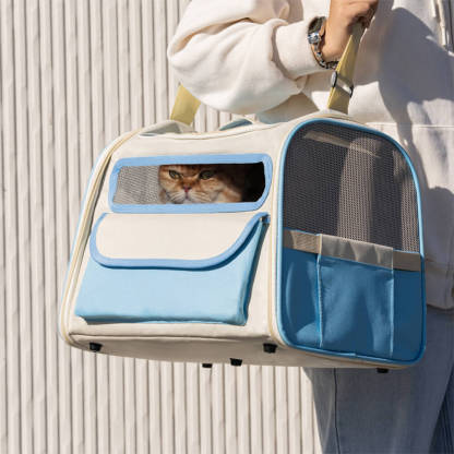 Colour-block Multi-Pocket Cross-body Handbag Cat Carrier Bag