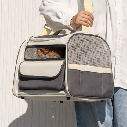 Colour-block Multi-Pocket Cross-body Handbag Cat Carrier Bag