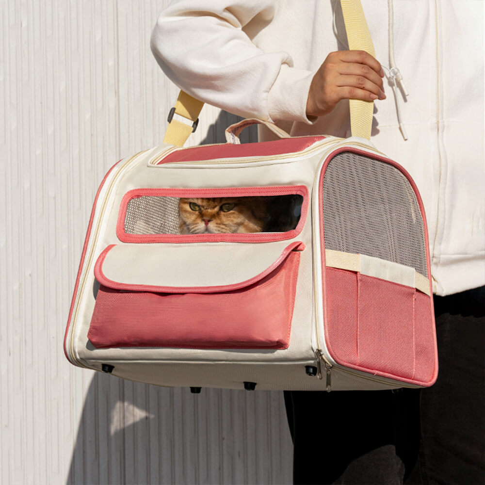 Colour-block Multi-Pocket Cross-body Handbag Cat Carrier Bag