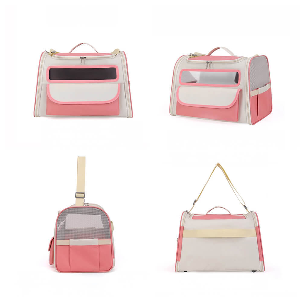 Colour-block Multi-Pocket Cross-body Handbag Cat Carrier Bag