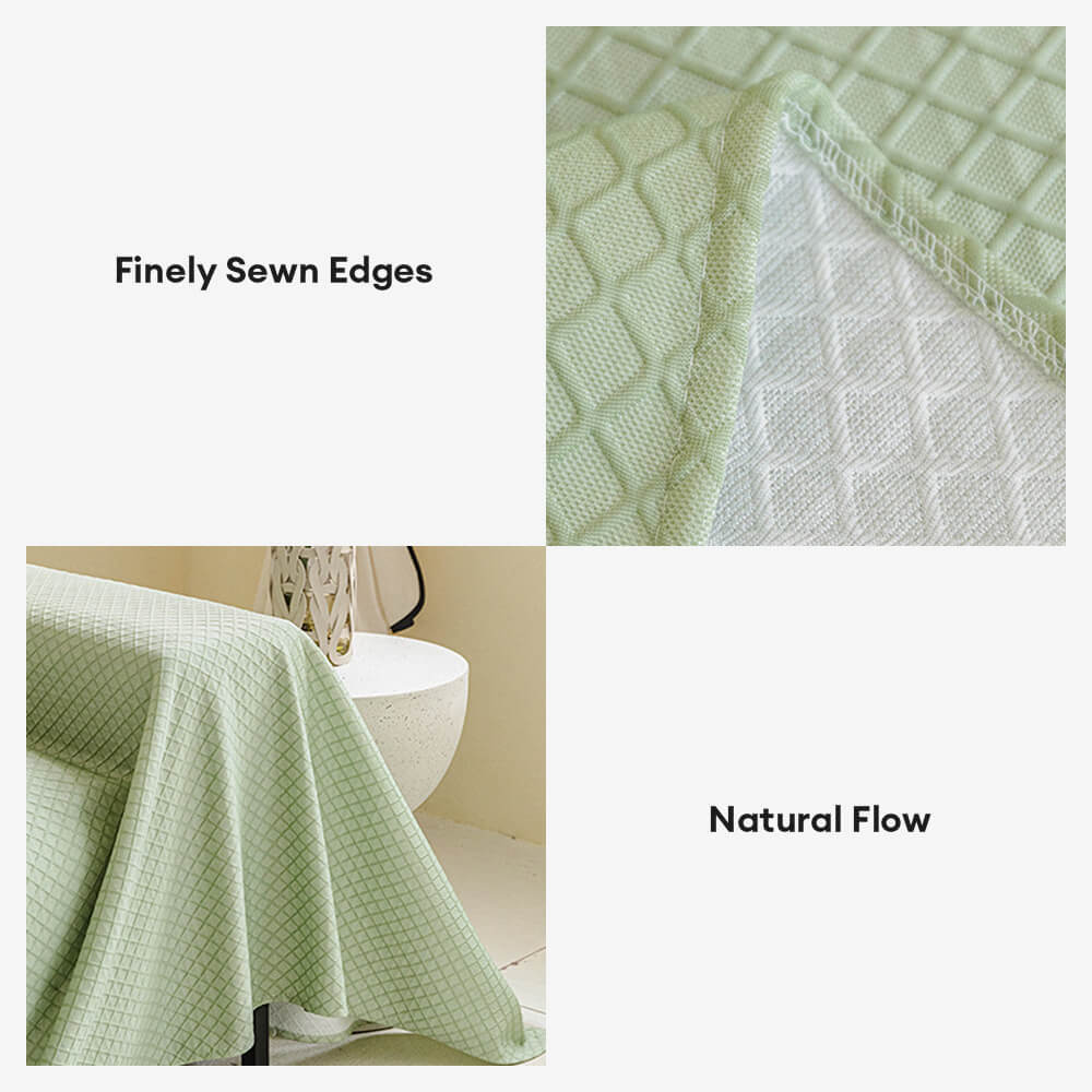 Cooling Ice Silk Grid Design with Liangdou Texture Throw Sofa Cover