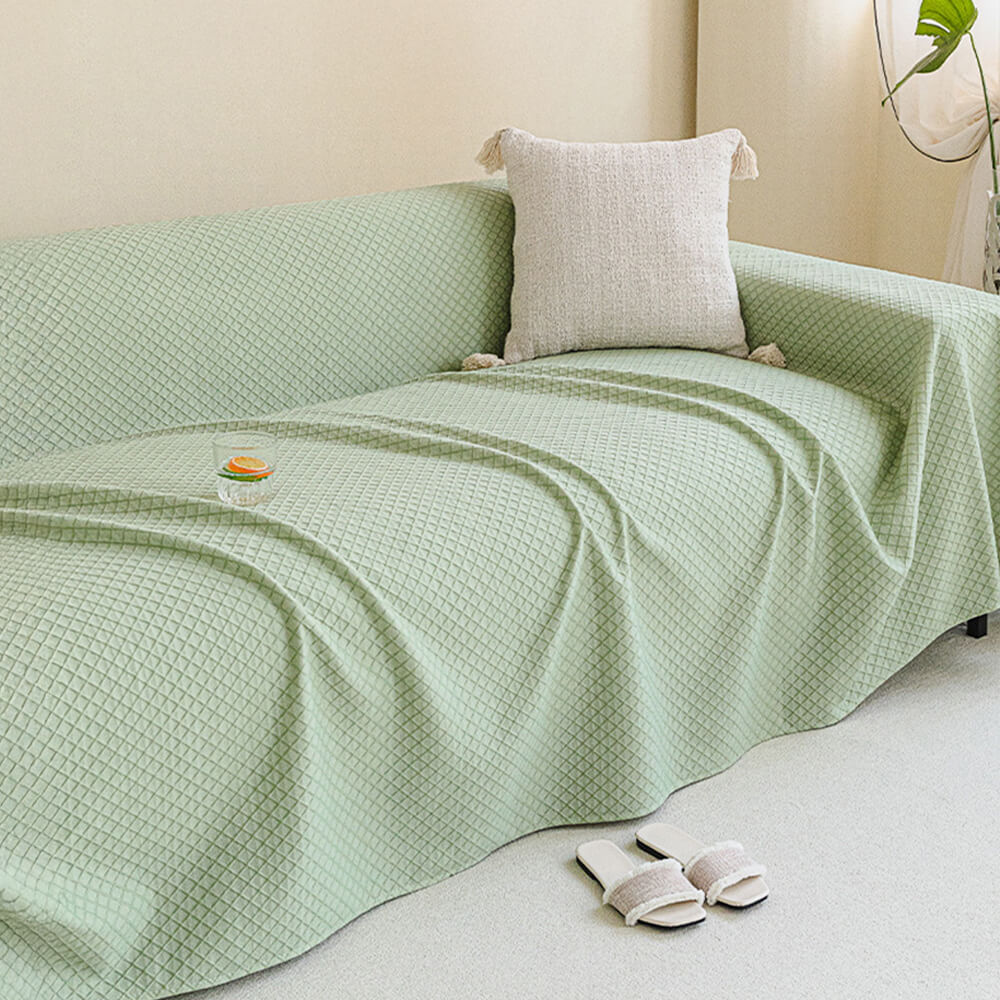 Cooling Ice Silk Grid Design with Liangdou Texture Throw Sofa Cover