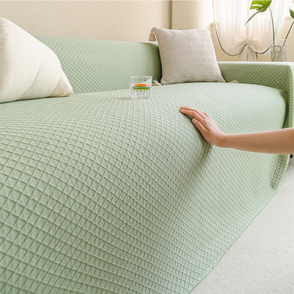 Cooling Ice Silk Grid Design with Liangdou Texture Throw Sofa Cover