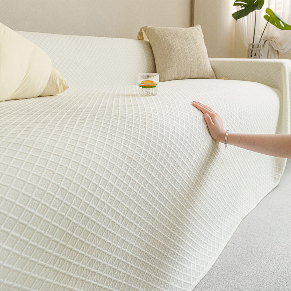 Cooling Ice Silk Grid Design with Liangdou Texture Throw Sofa Cover