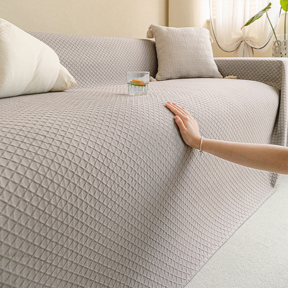 Cooling Ice Silk Grid Design with Liangdou Texture Throw Sofa Cover