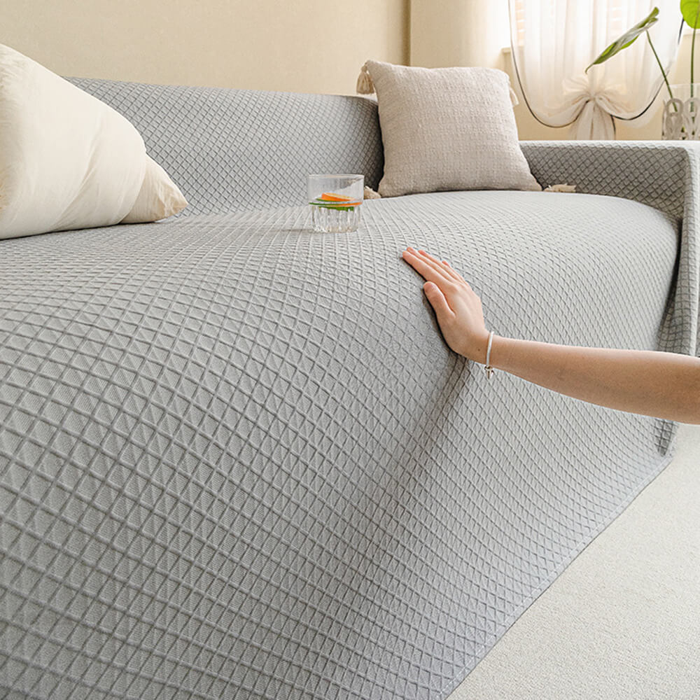 Cooling Ice Silk Grid Design with Liangdou Texture Throw Sofa Cover