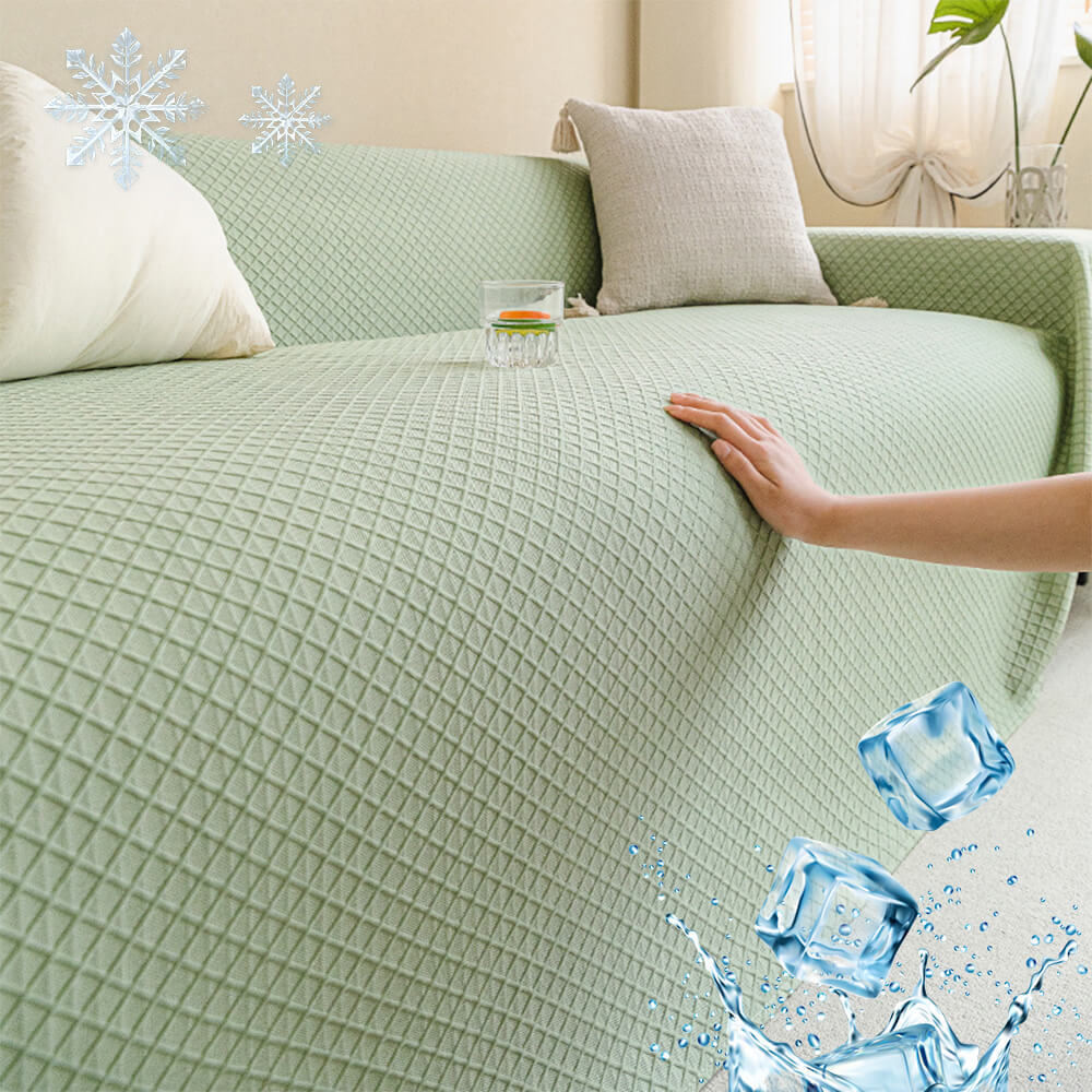 Cooling Ice Silk Grid Design with Liangdou Texture Throw Sofa Cover
