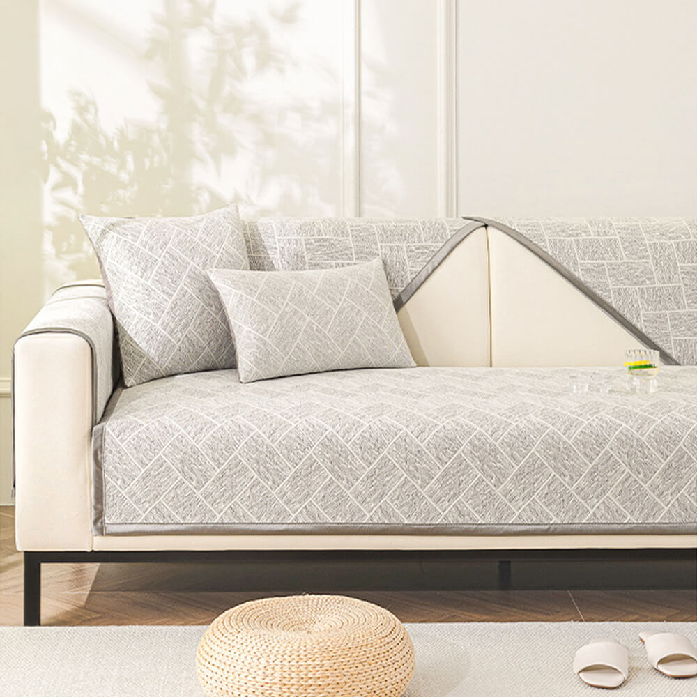 Cooling Iced Bean Geometric Pattern Non-Slip Sofa Cover