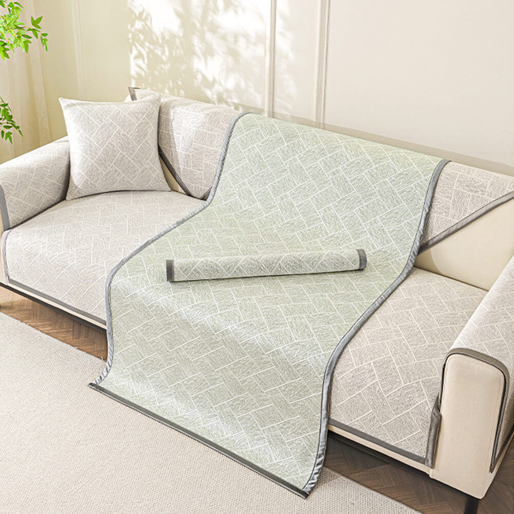 Cooling Iced Bean Geometric Pattern Non-Slip Sofa Cover