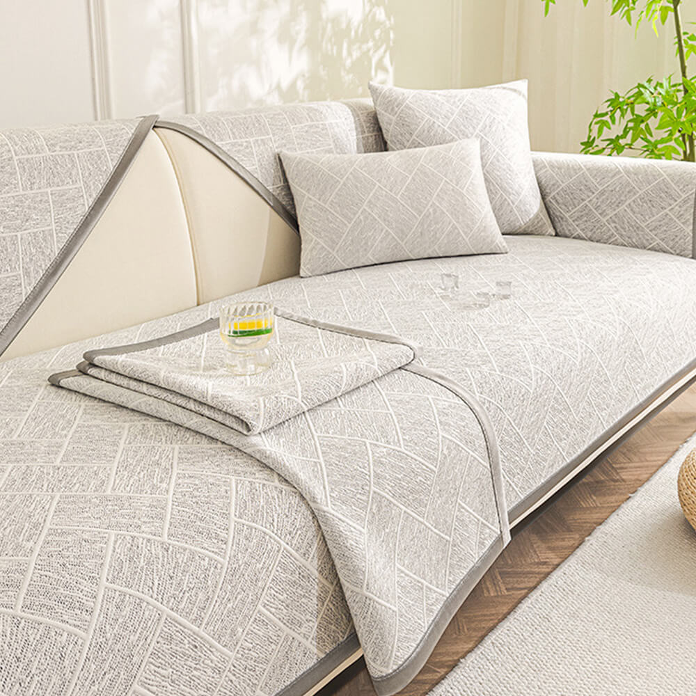 Cooling Iced Bean Geometric Pattern Non-Slip Sofa Cover