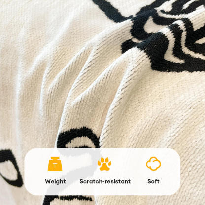 Cute Hand-Drawn Cat Pattern Reversible Chenille Throw Sofa Cover