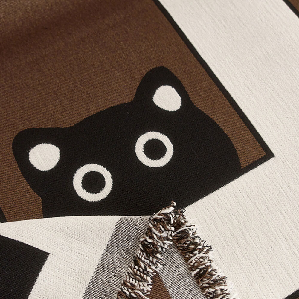 Cute Hand-Drawn Cat Pattern Reversible Chenille Throw Sofa Cover