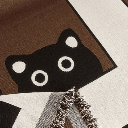 Cute Hand-Drawn Cat Pattern Reversible Chenille Throw Sofa Cover