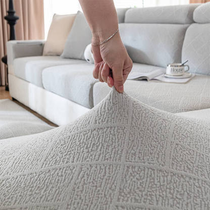 Diamond Jacquard Plush Full-Cover Stretch Sofa Cover
