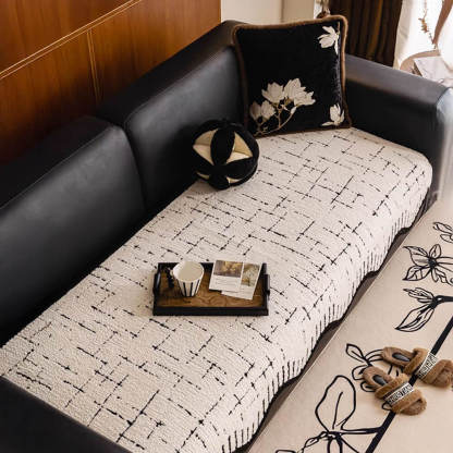 Soft Thickened Plush Sofa Cover with Irregular Wave Edges