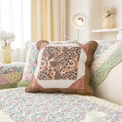 Rustic Floral Patchwork Cotton Quilted Anti-Scratch Sofa Cover