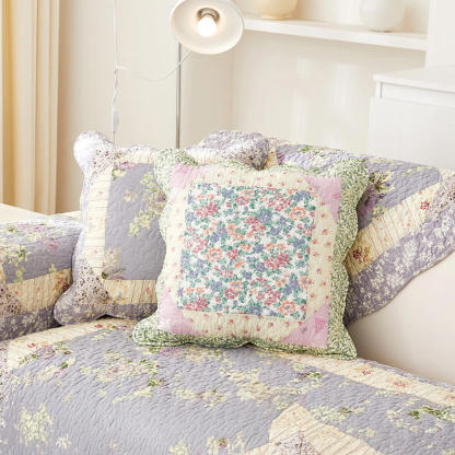 Rustic Floral Patchwork Cotton Quilted Anti-Scratch Sofa Cover