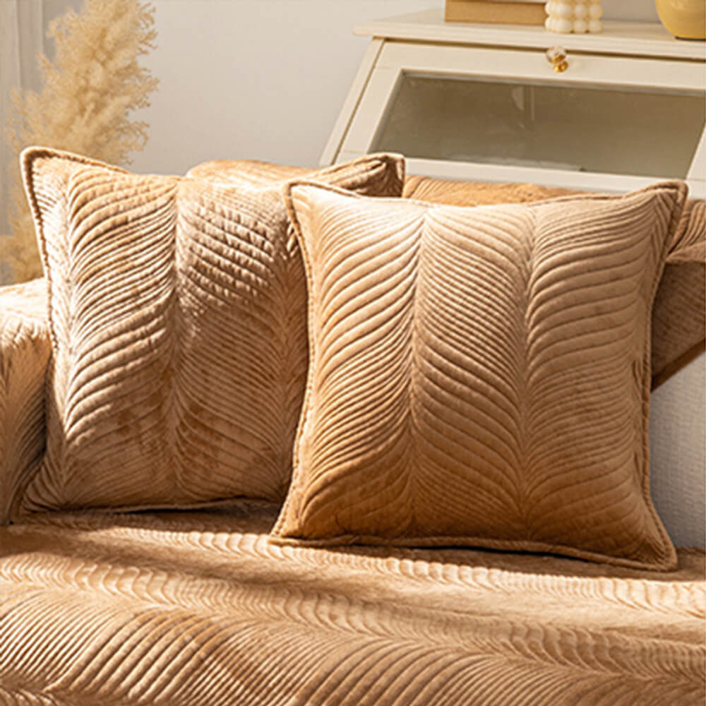 Leaf Patterned Plush Warm Non-Slip Sofa Cover