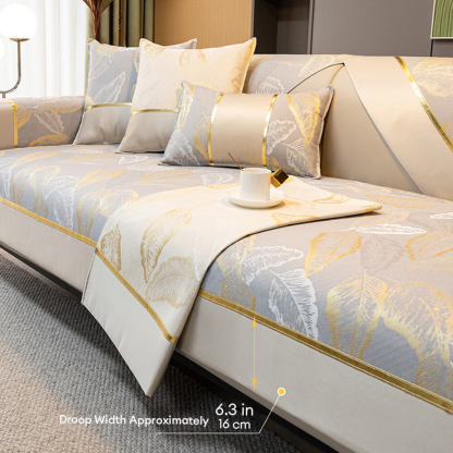 Luxurious Gilded Leaf Texture Non-Slip Sofa Cover