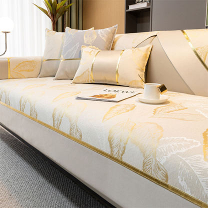 Luxurious Gilded Leaf Texture Non-Slip Sofa Cover