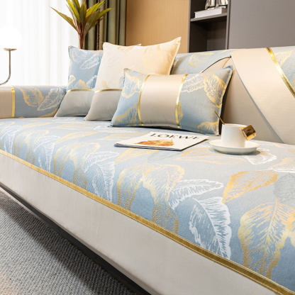 Luxurious Gilded Leaf Texture Non-Slip Sofa Cover