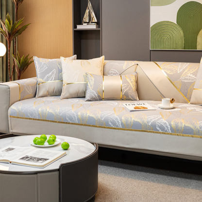 Luxurious Gilded Leaf Texture Non-Slip Sofa Cover
