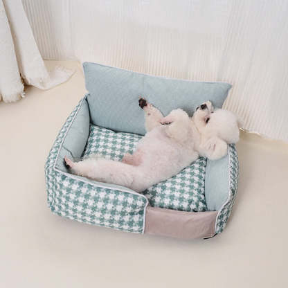 Luxury Houndstooth Cotton-Linen All Seasons Comfort Dog & Cat Sofa Bed