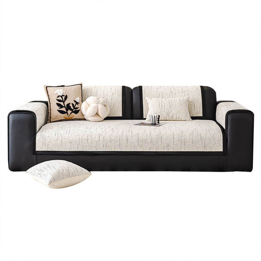 Modern French Striped Chenille Sofa Cover
