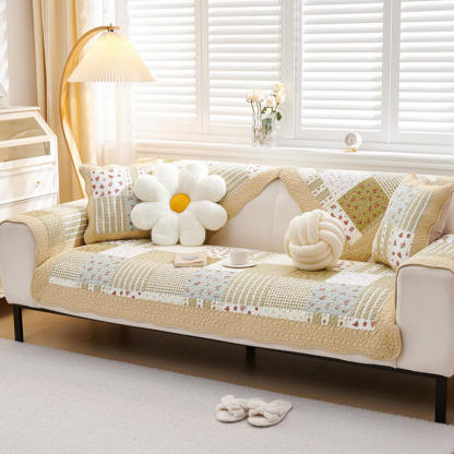 Garden Quilted Patchwork Soft Cotton Anti-Scratch Non-slip Sofa Cover