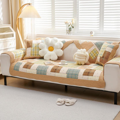 Garden Quilted Patchwork Soft Cotton Anti-Scratch Non-slip Sofa Cover