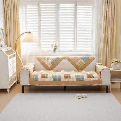 Garden Quilted Patchwork Soft Cotton Anti-Scratch Non-slip Sofa Cover