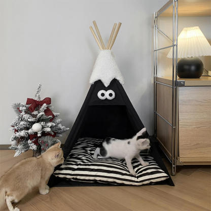 Cute and Funny Striped Semi Enclosed Dog & Cat Tent